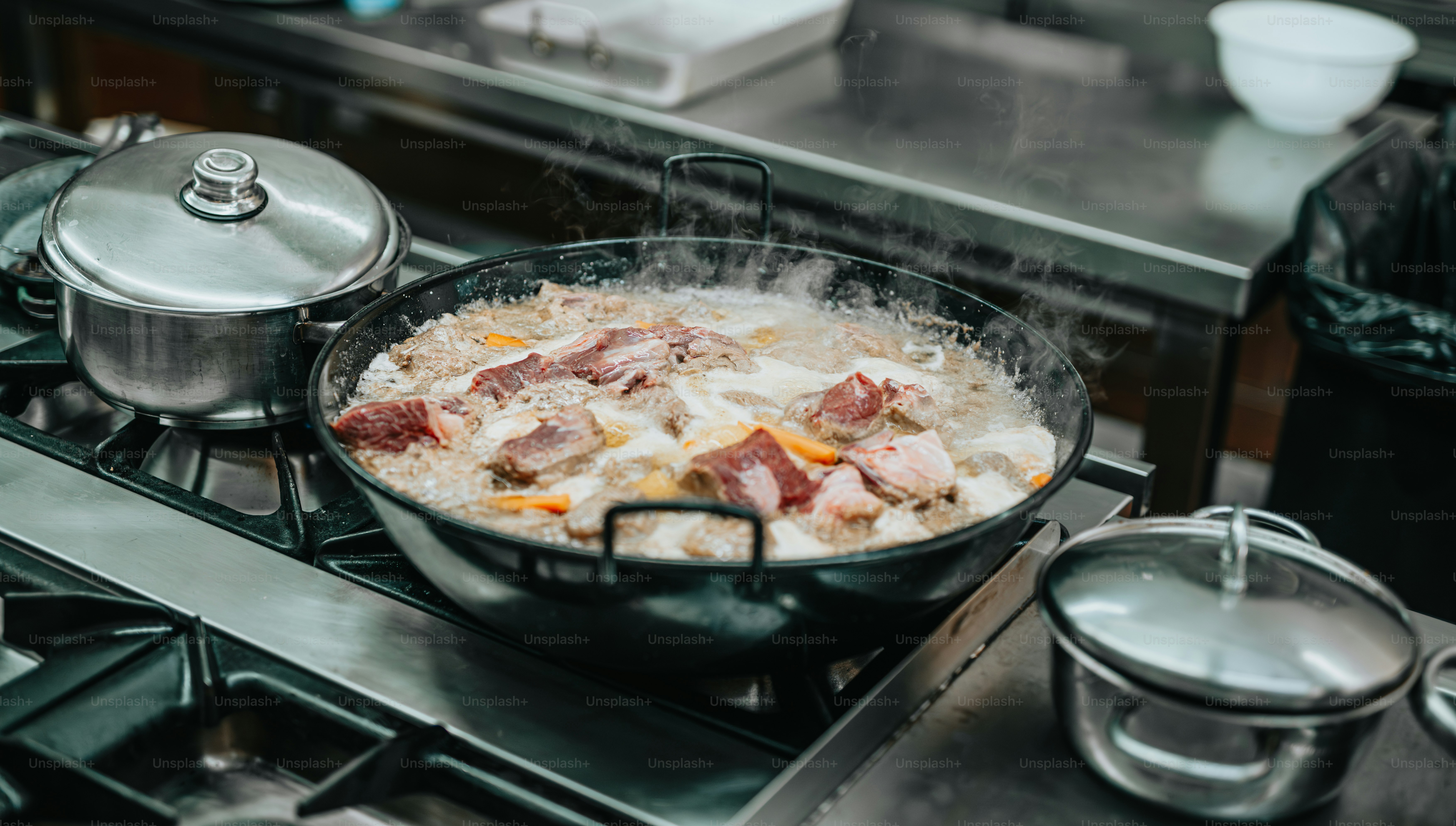 a pot of food is cooking on the stove