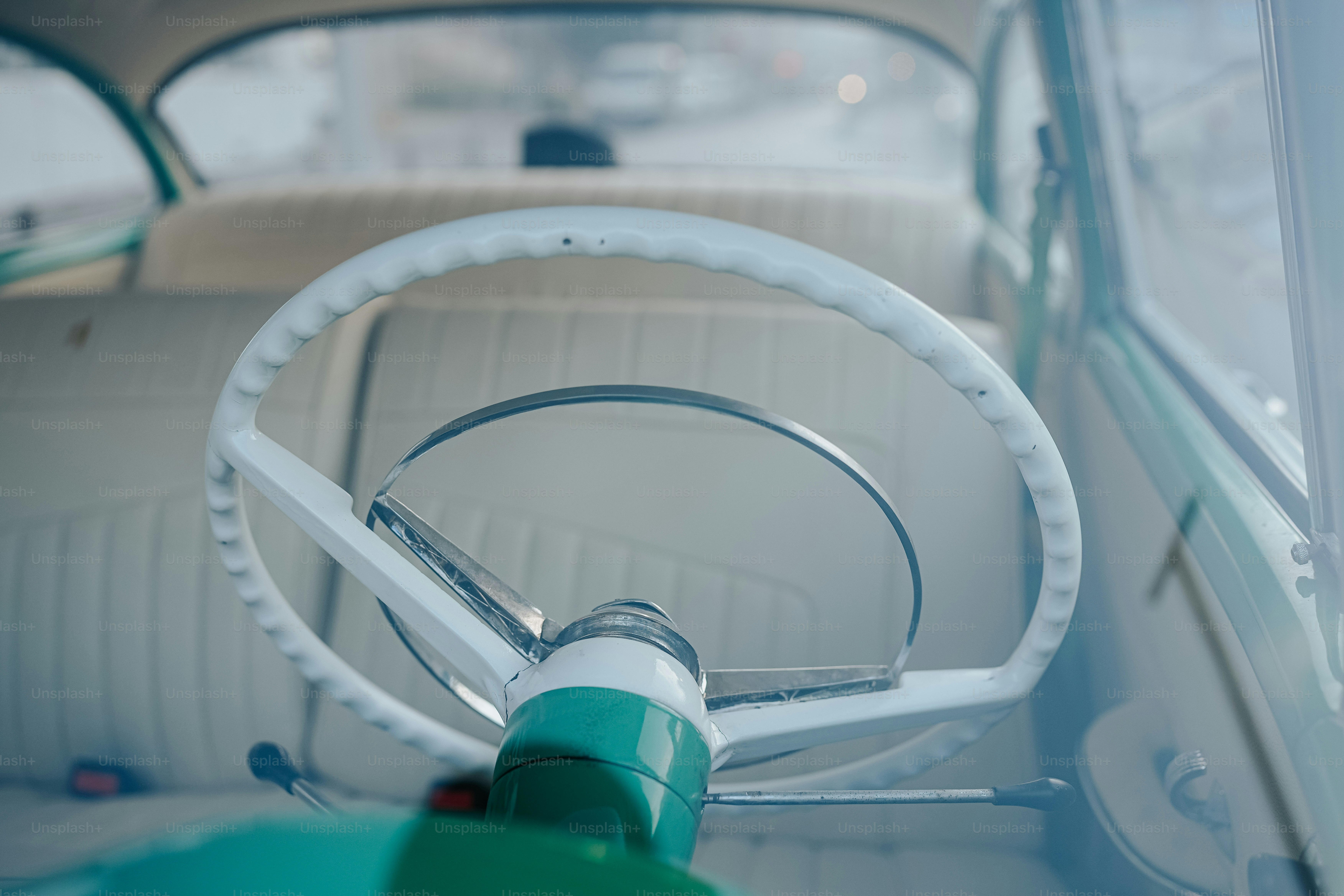 a steering wheel and dashboard of a car