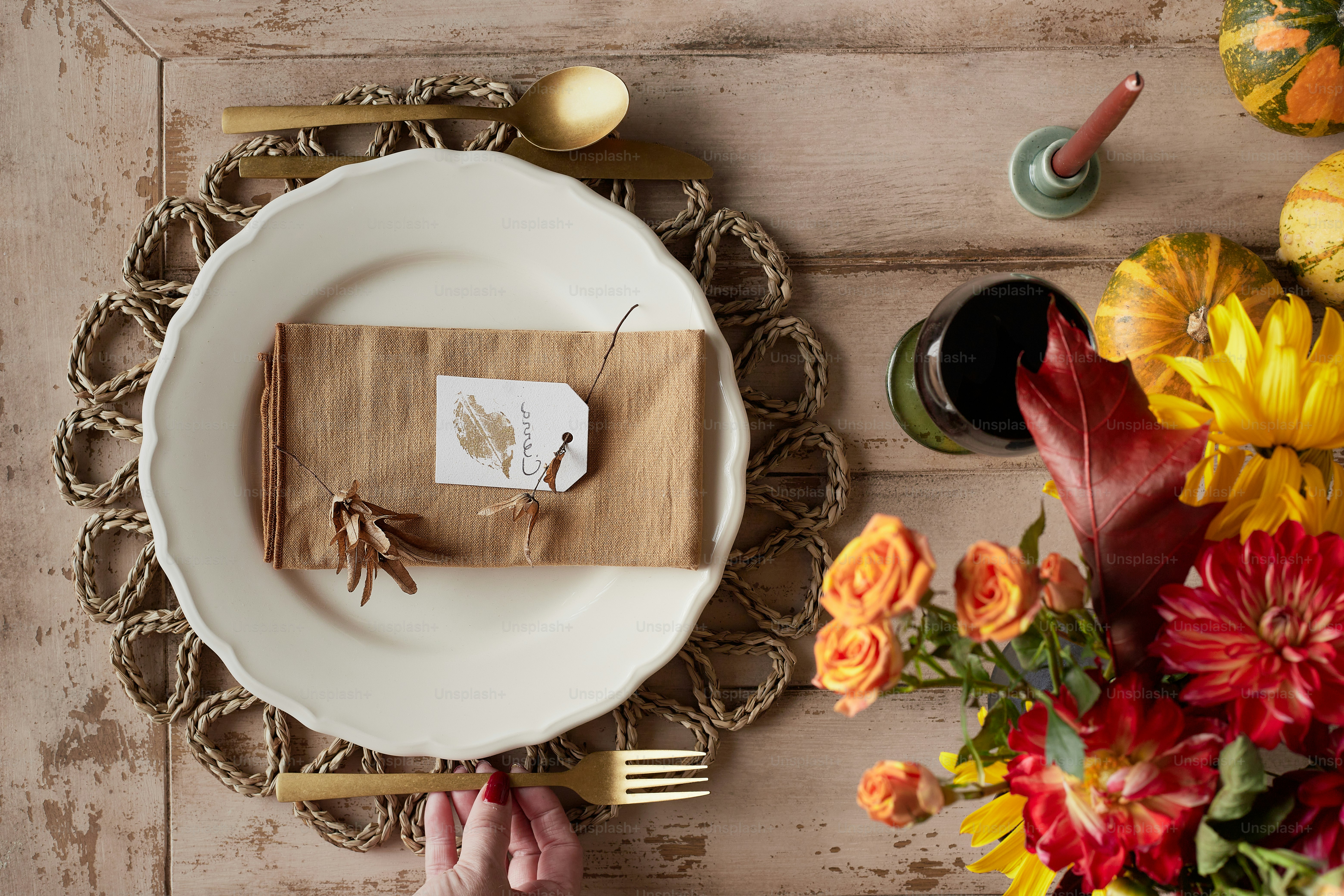 A place setting with a place setting for two photo – Flowers Image on ...