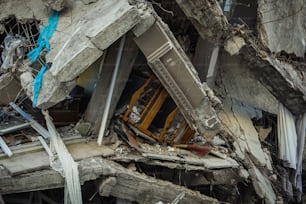 a building that has been torn down and has a bunch of windows