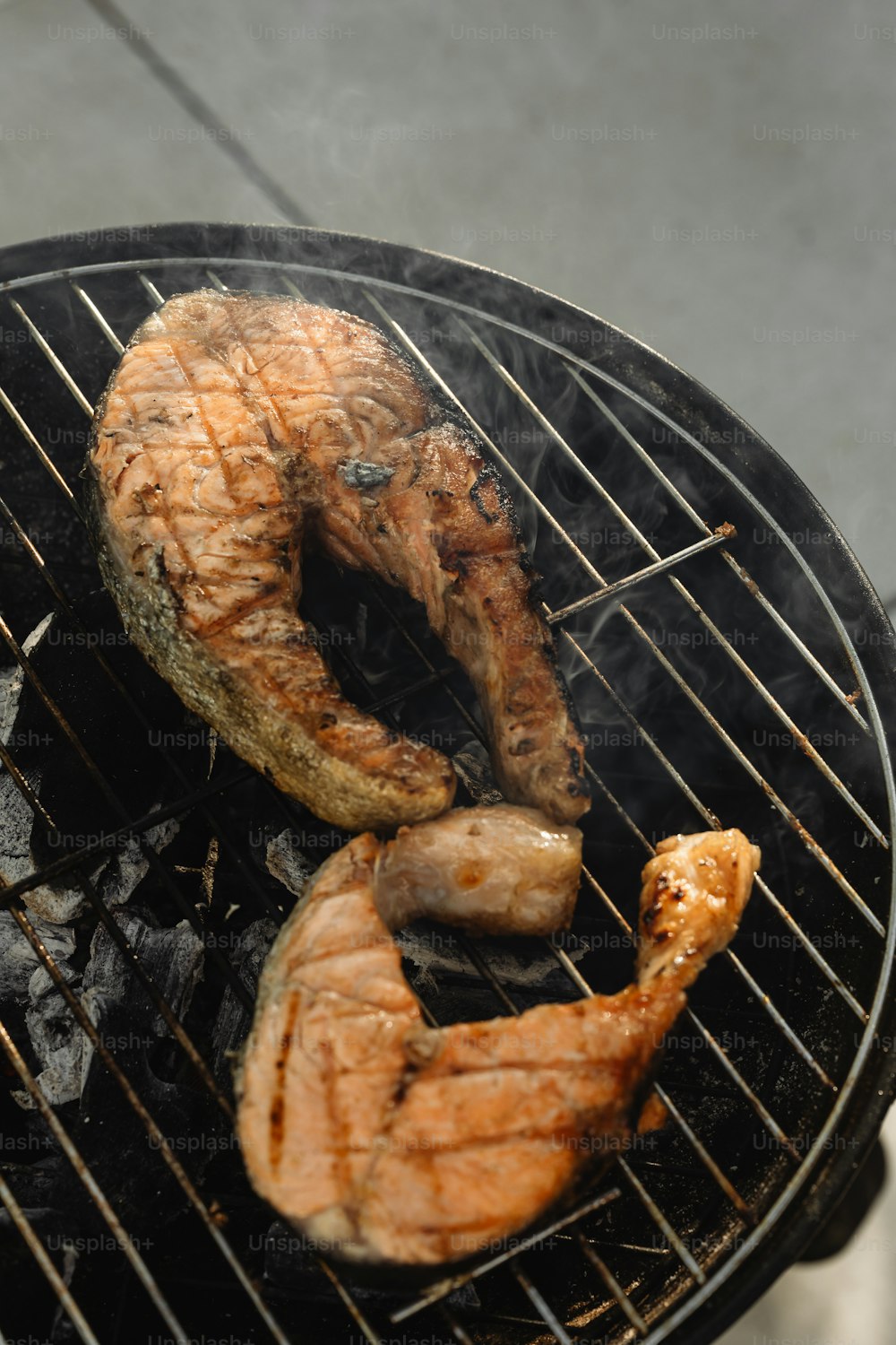 a close up of food on a grill