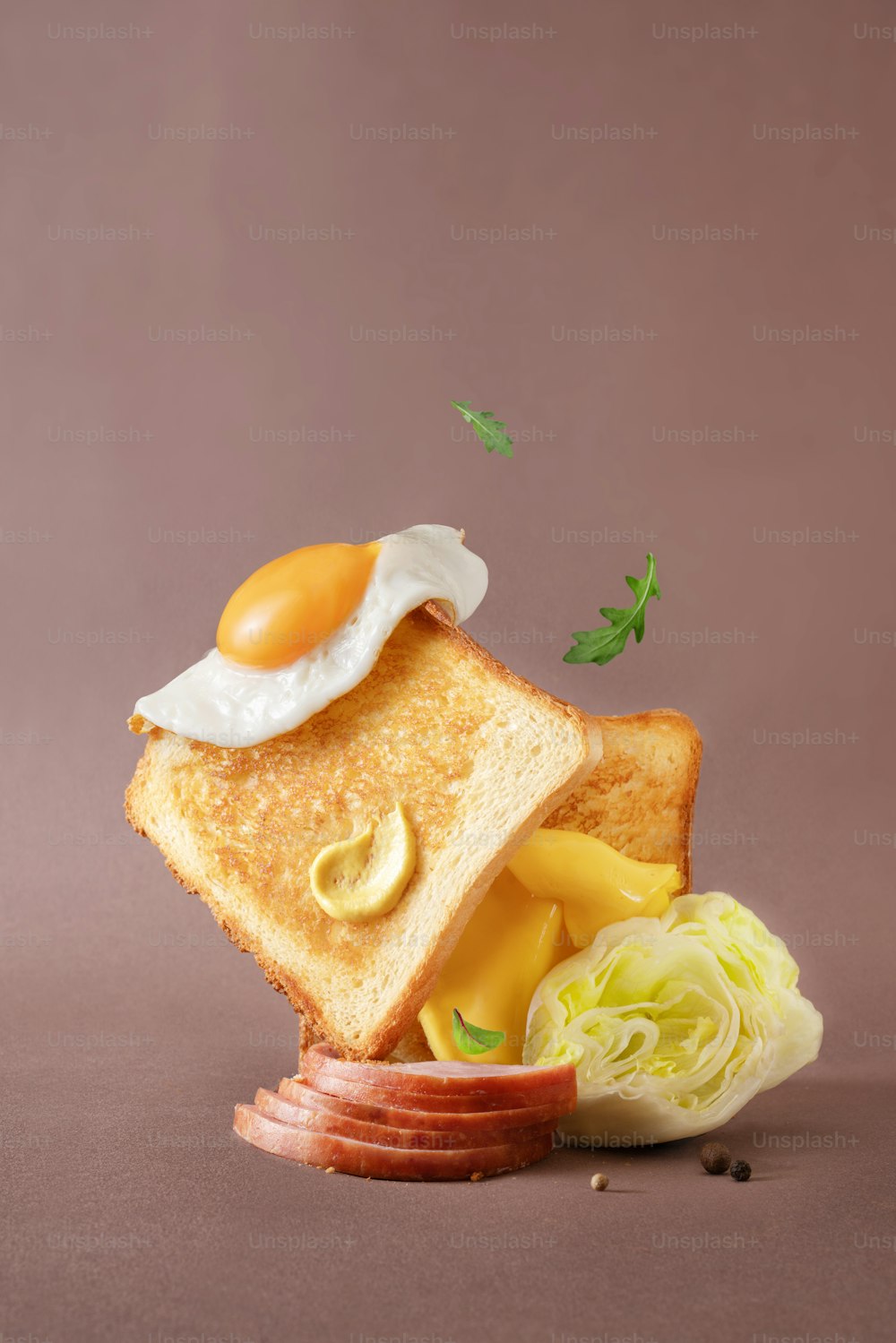 a piece of toast with an egg on top of it