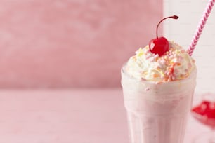 a drink with whipped cream and a cherry on top