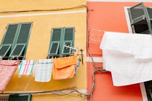 clothes hanging out to dry on a clothes line