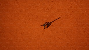 a shadow of a person on a tennis court