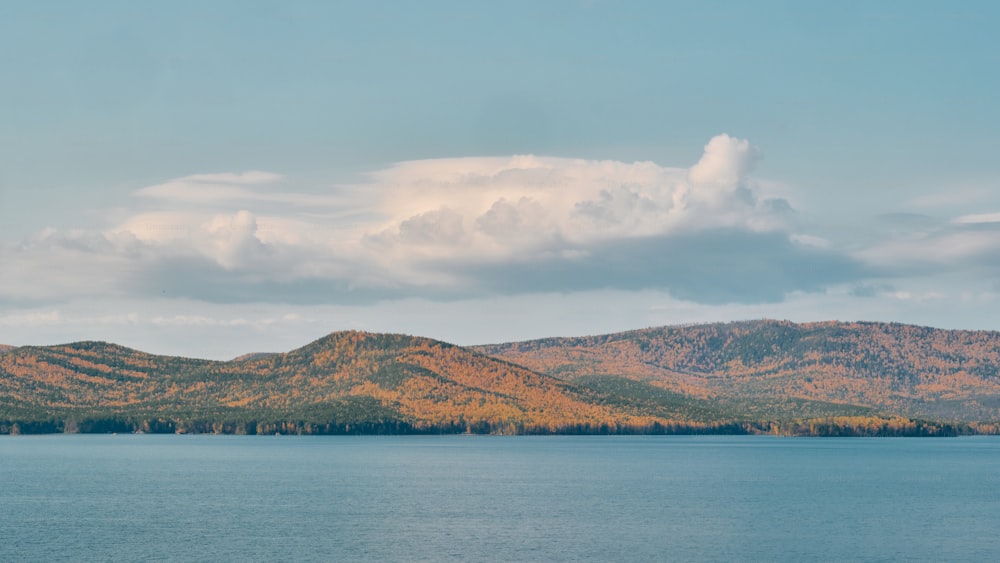 a large body of water surrounded by mountains