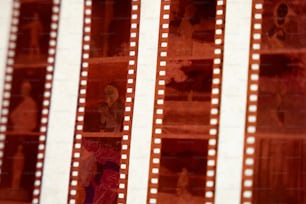 a close up of a film strip with people in it