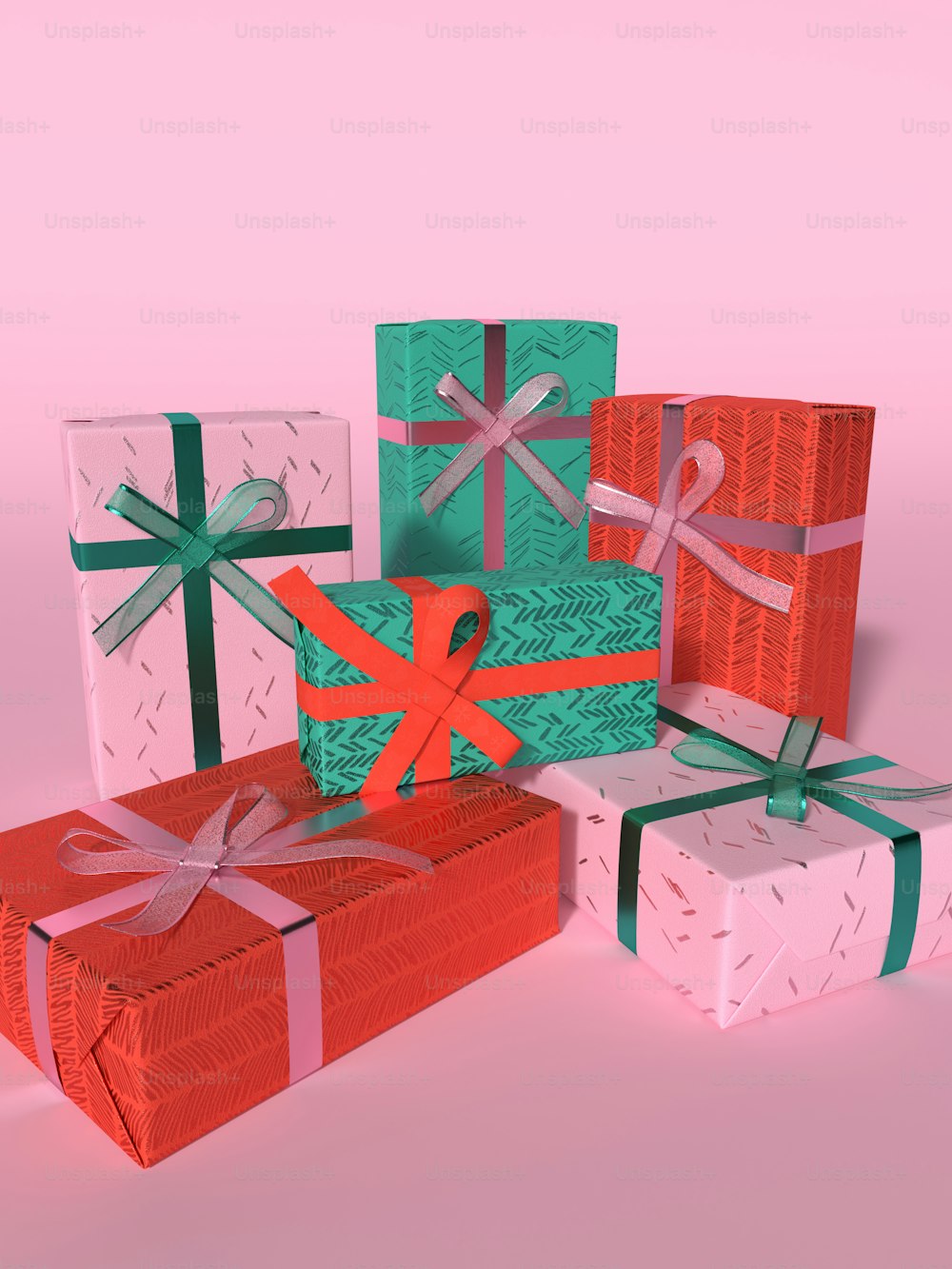 a group of wrapped presents sitting on top of each other