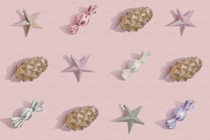 a pink background with different types of hair bows