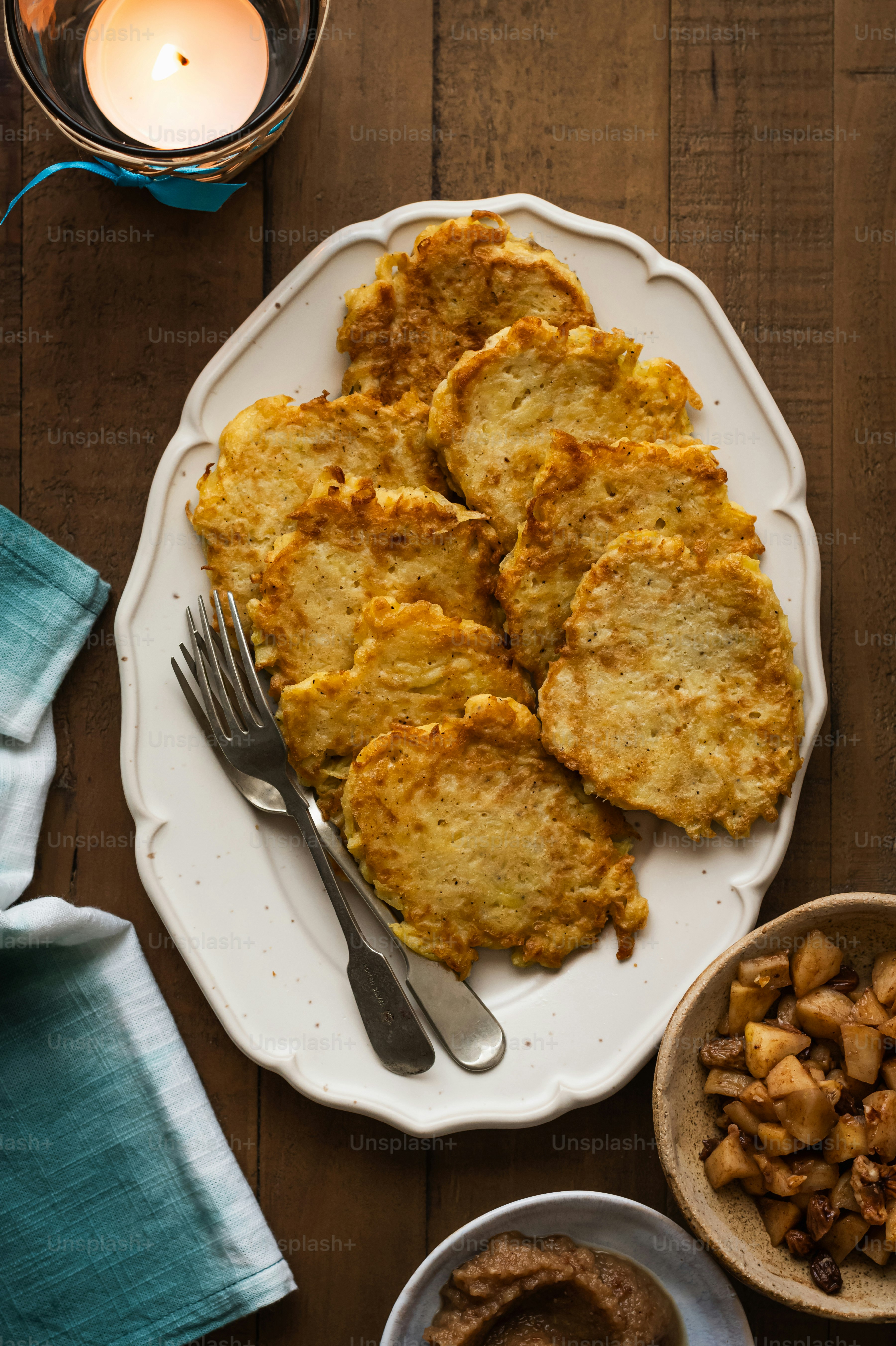 a plate of food on a wooden table