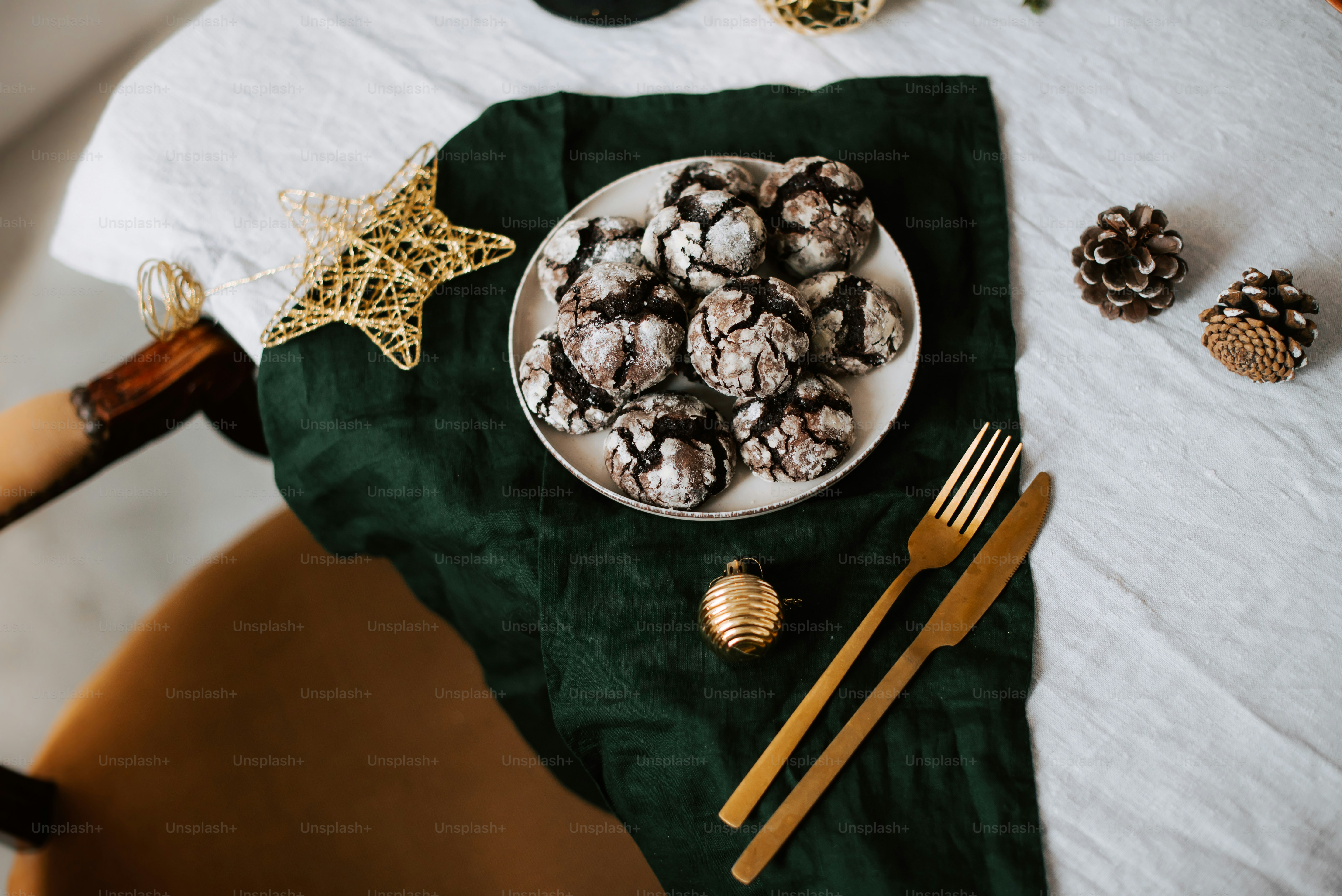 a plate full of cookies on a table