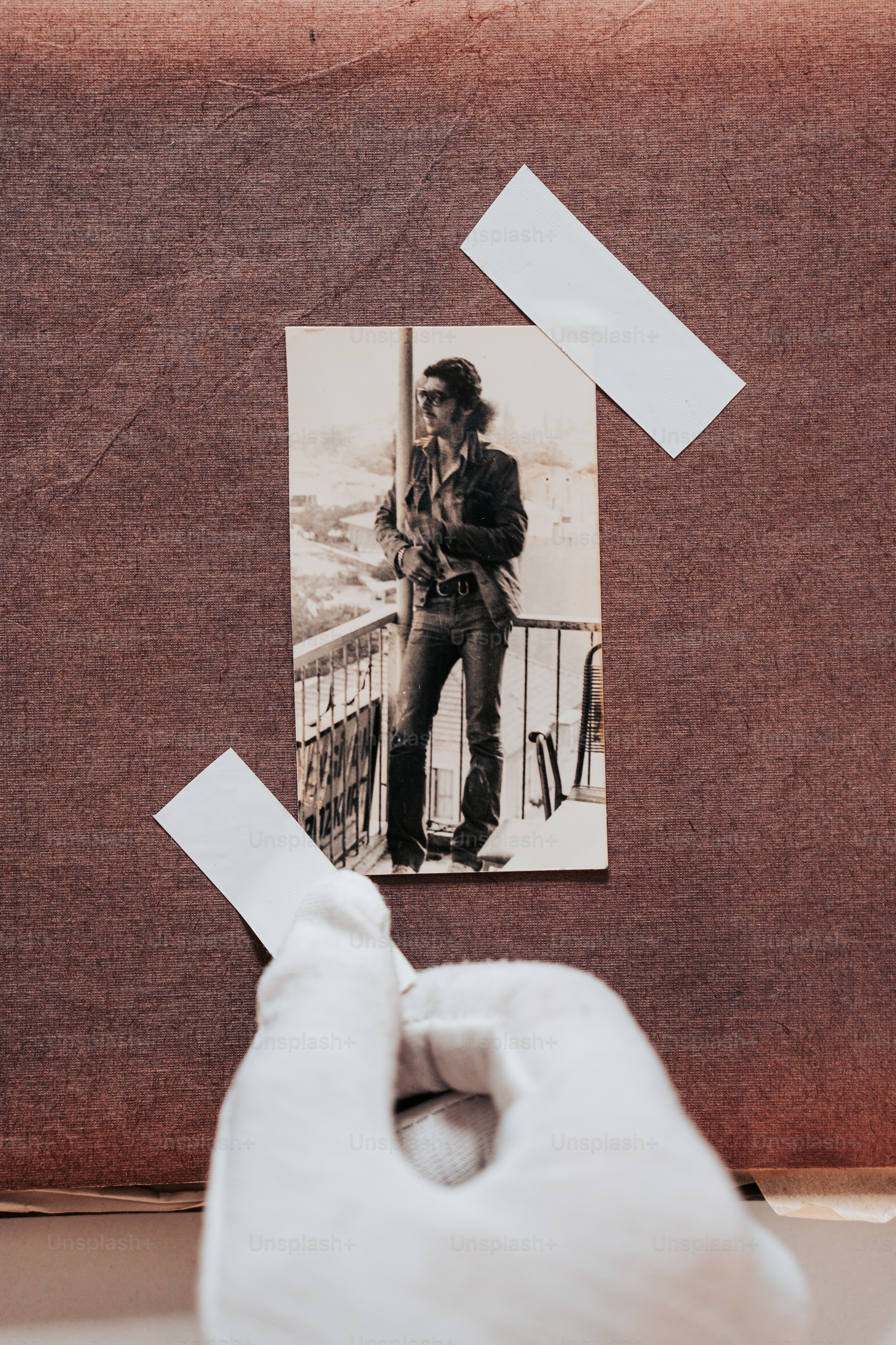 a picture of a man with a guitar on a bulletin board