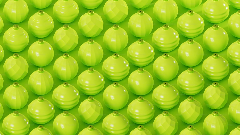 a large group of green balls are arranged in a pattern