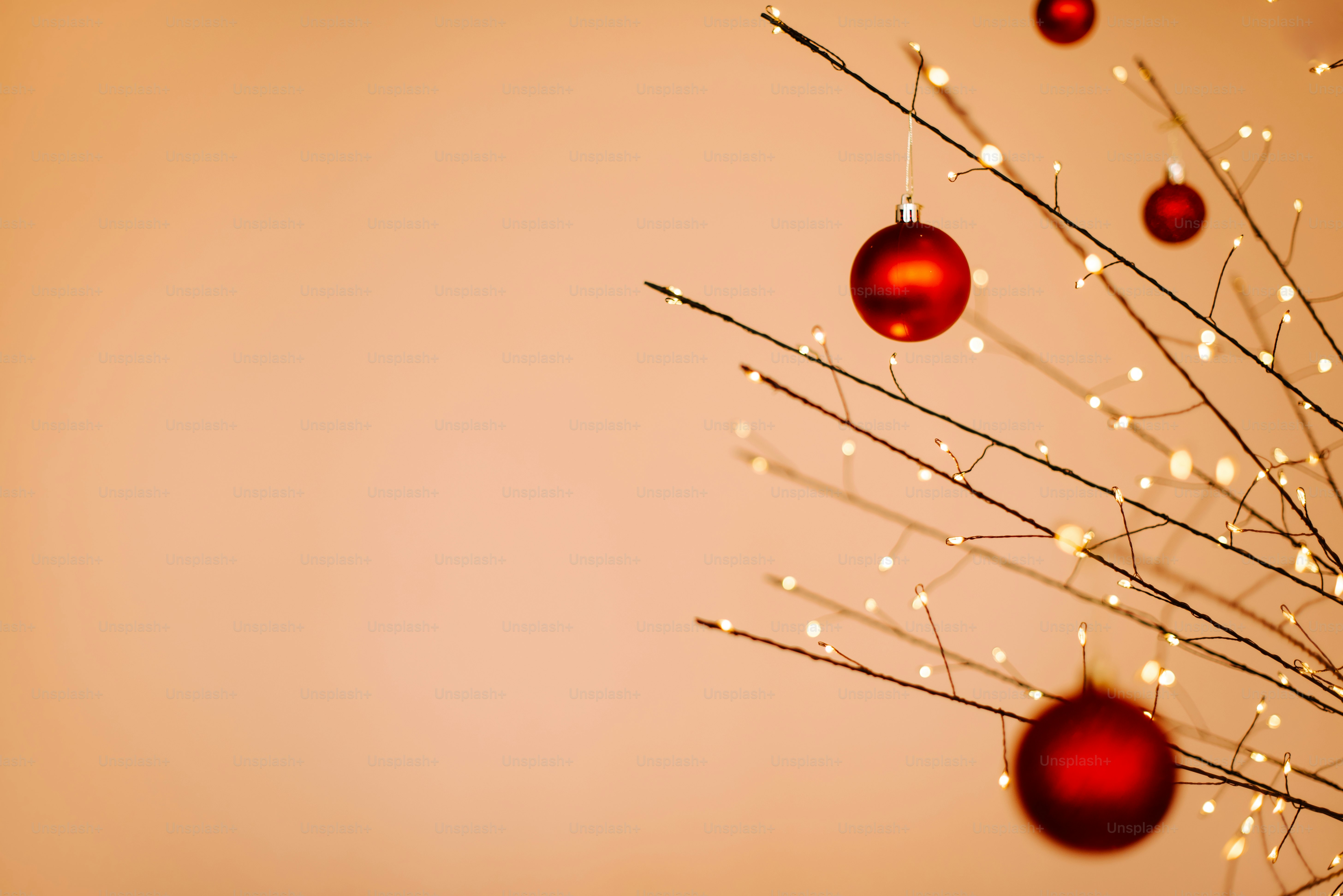 a bunch of red ornaments hanging from a twig