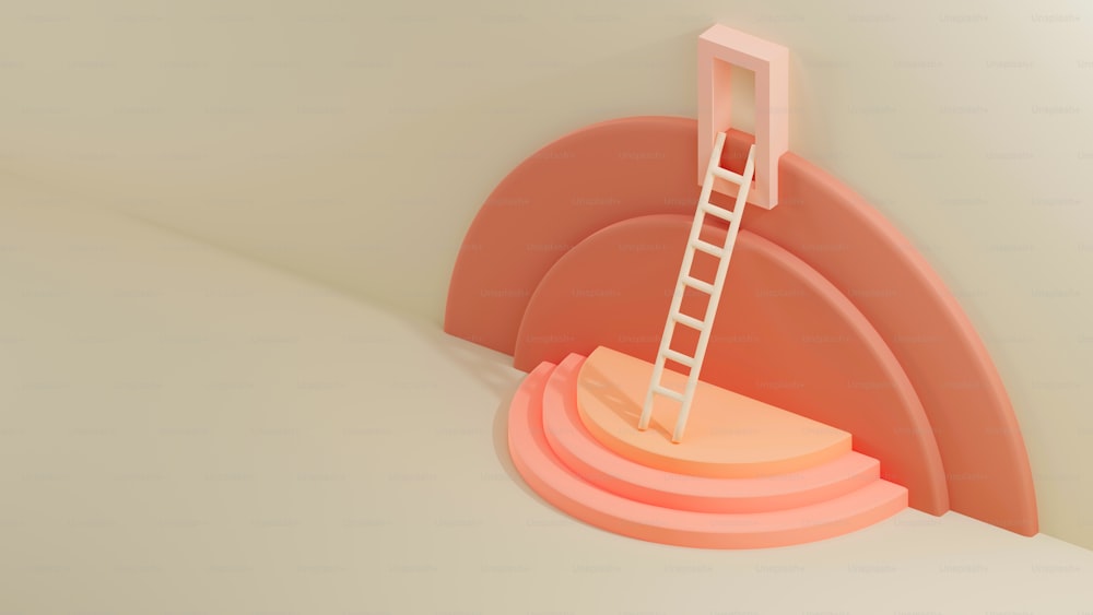 una escalera que sube a la parte superior de un objeto redondo
