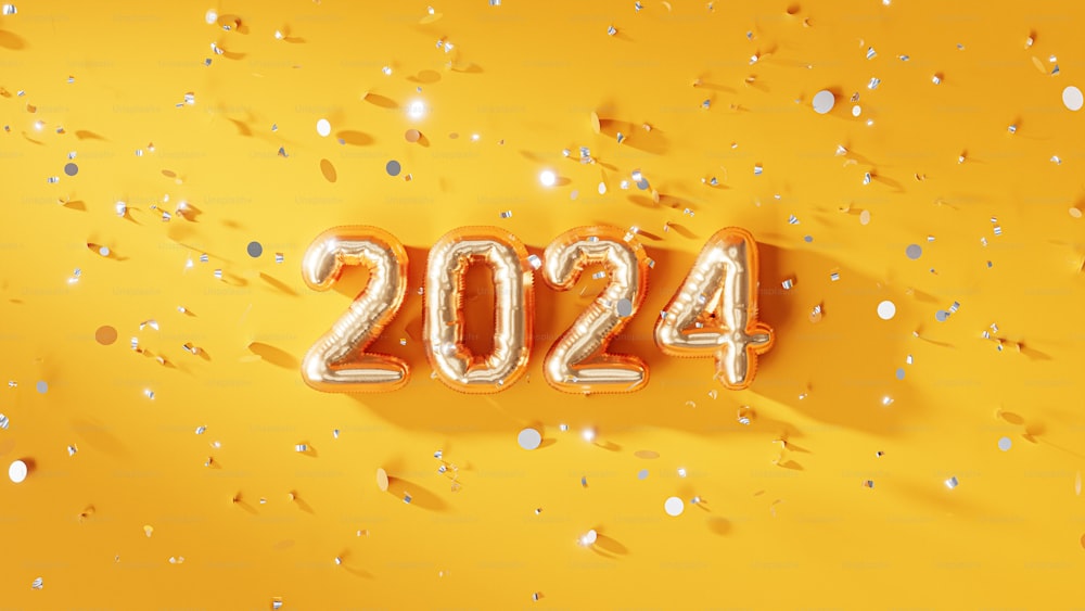 a yellow background with confetti and the number 205