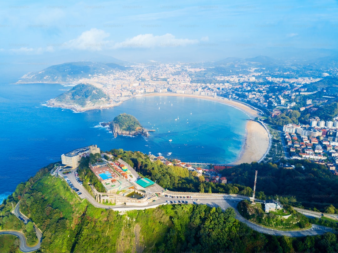 Monte Igueldo Tower, viewpoint and Amusement Park on the Monte Igueldo mountain in San Sebastian or Donostia city in Spa
