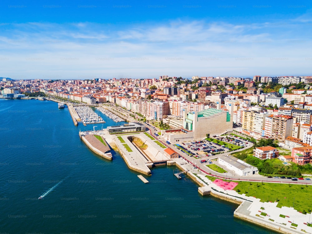 Santander city aerial panoramic view. Santander is the capital of the Cantabria region in Spain
