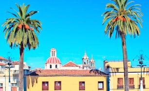 Dome of the church of La Concepcion in the Spanish town of La Orotava in a sunny day