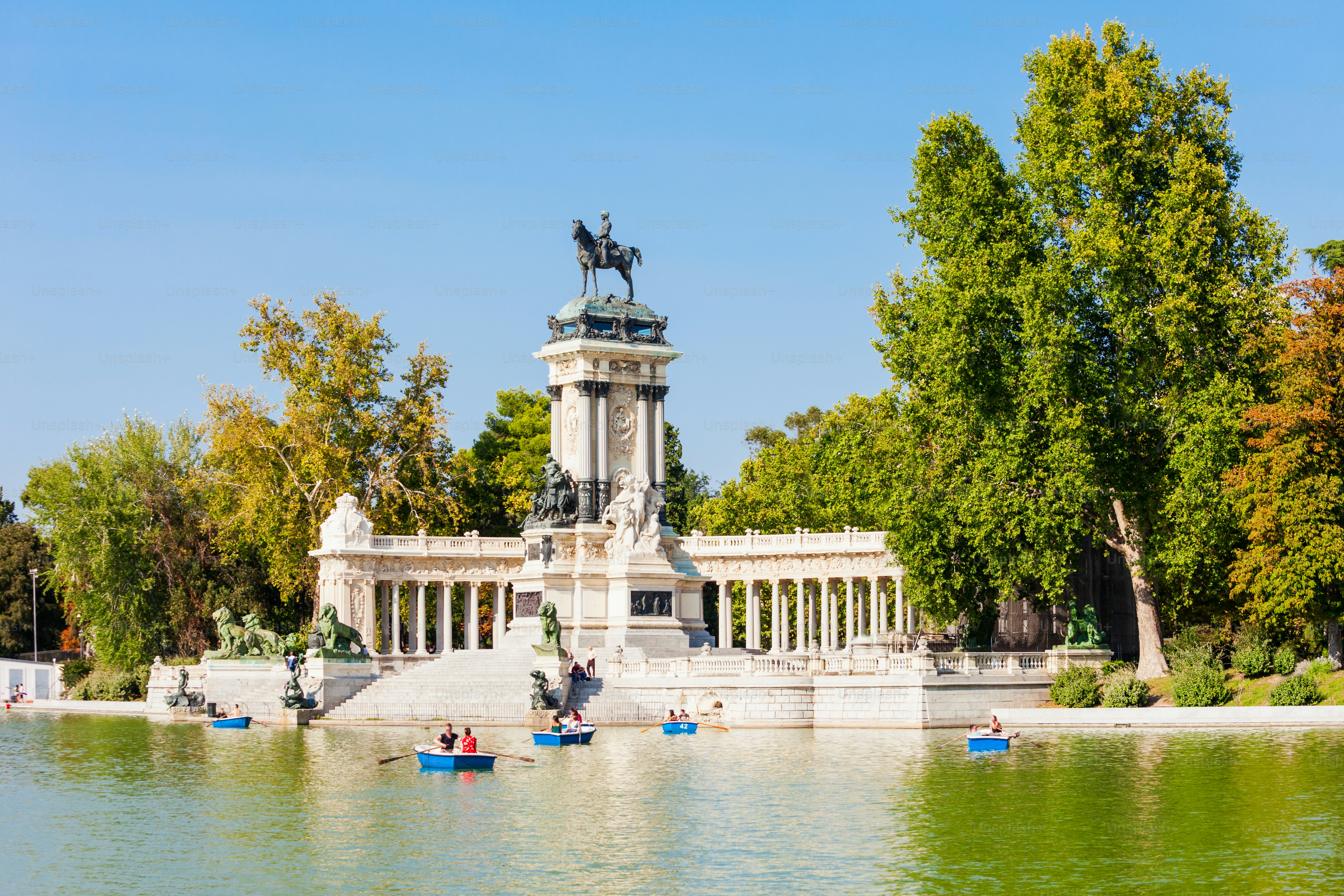 Monument to Alfonso XII in the Buen Retiro Park, one of the largest parks of Madrid city, Spain. Madrid is the capital of Spain.
