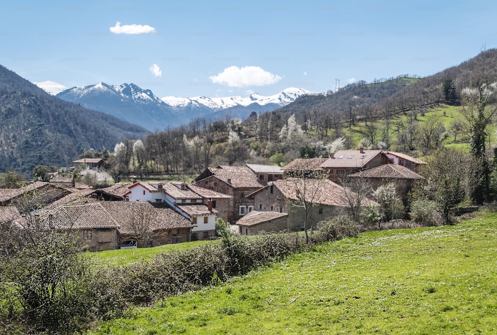 Mogrovejo village in the north of Spain in a sunny day