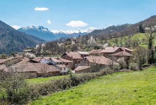 Mogrovejo village in the north of Spain in a sunny day