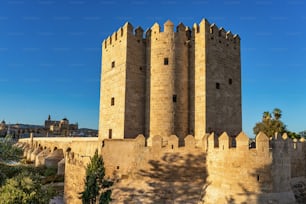 Calahorra Tower, Torre de la Calahorra in Cordoba, Spain. A fortified gate built during the late 12th century by the Almohads to protect the nearby Roman Bridge in the Historic center of Cordoba, Andalusia, Spain.
