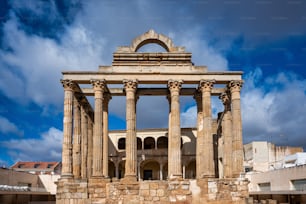 The Roman temple of Diana in Merida, province of Badajoz, Extremadura in Spain.