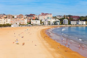 Santander city beach aerial panoramic view. Santander is the capital of the Cantabria region in Spain