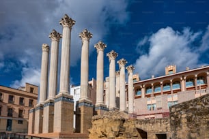 Colonnes restantes du temple romain, templo romano de Cordoue, Andalousie, Espagne