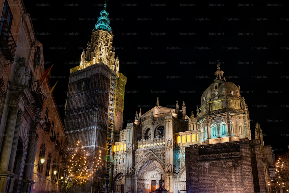トレドの聖マリアの霊長類大聖堂、カテドラルプリマダサンタマリアデトレド、夜のスペイン、トレドのローマカトリック大聖堂