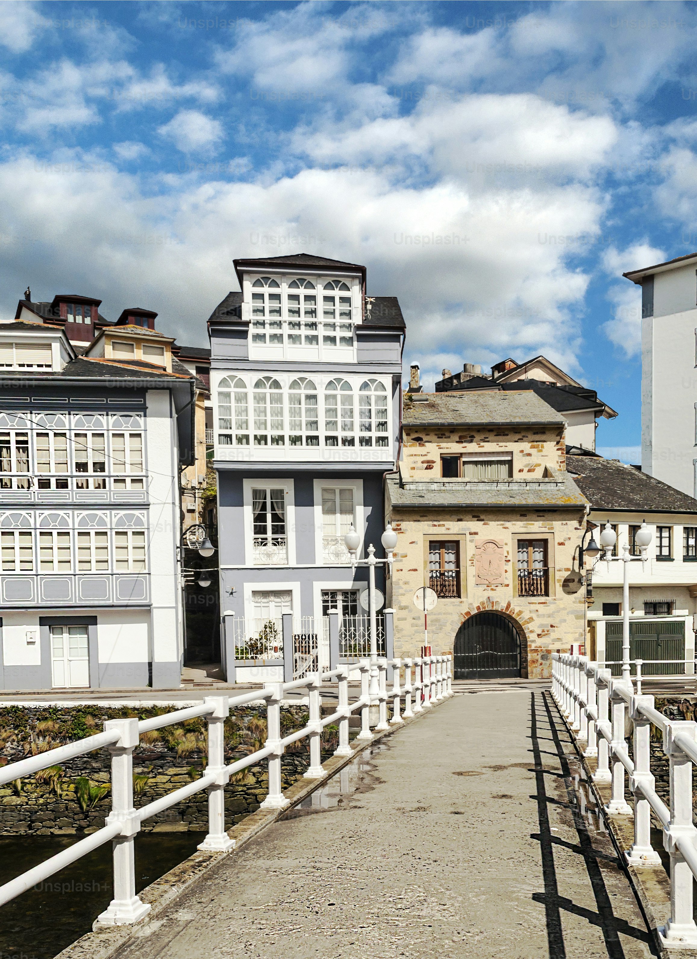 Luarca village in Asturias in the north of Spain in a cloudy day