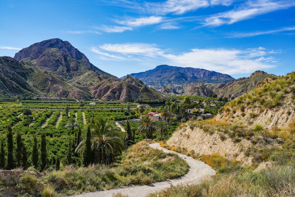 スペインのムルシア地方、リコテの谷にあるビジャヌエバデルリオセグラの風景図