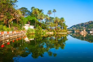 Mount Abu and Nakki lake panoramic view. Mount Abu is a hill station in Rajasthan state, India.