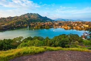 Mount Abu and Nakki lake aerial panoramic view. Mount Abu is a hill station in Rajasthan state, India.