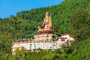 Guru Padmasambhava or Guru Rinpoche statue near the Mahatma Buddha temple in Rewalsar town,  Himachal Pradesh state in India