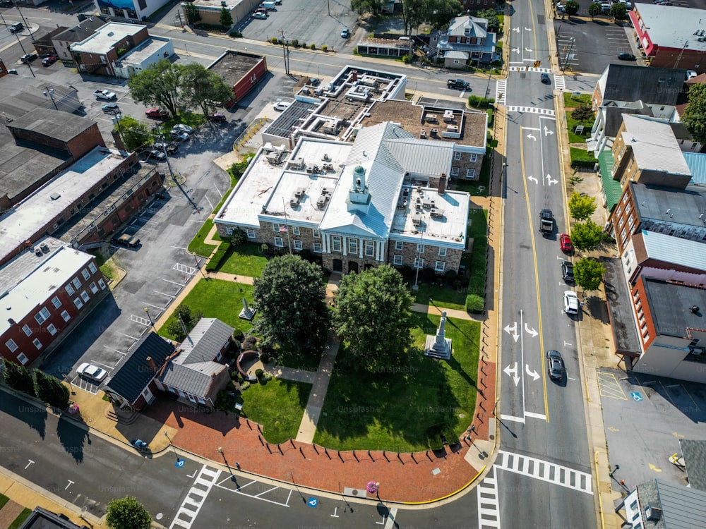 Une vue aérienne d’un paysage urbain, Warren County District Court, Front Royal, Virginie, États-Unis