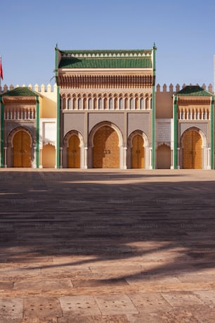 모로코 왕의 Dar al-Makhzen 왕궁, Fes 시, 수직 샷의 야외 전망