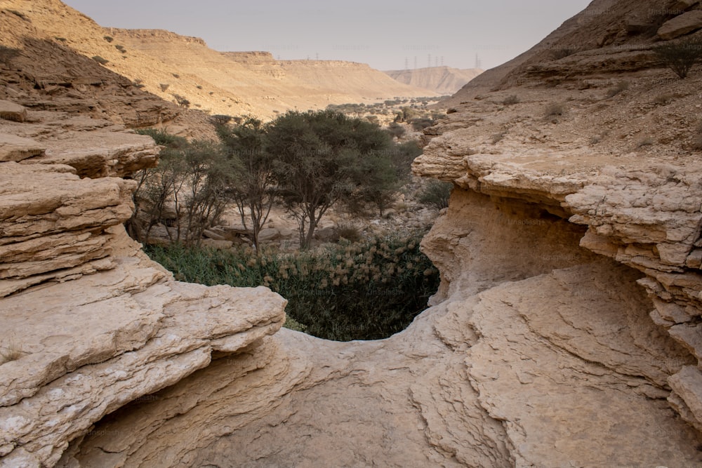 Sha'ib Luha Valley is a wadi with a small permanent freshwater pond, a popular local recreation area.