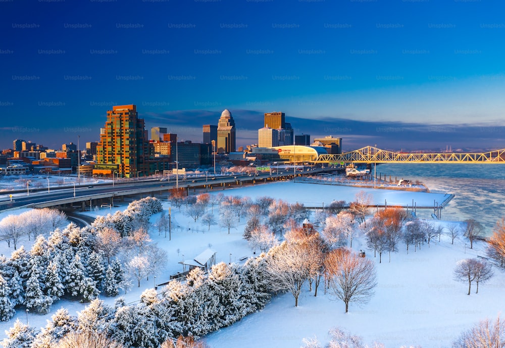 A beautiful shot of Louisville during winter