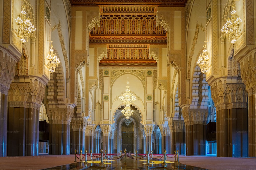 The inside of Hassan II Mosque in Casablanca, Morocco
