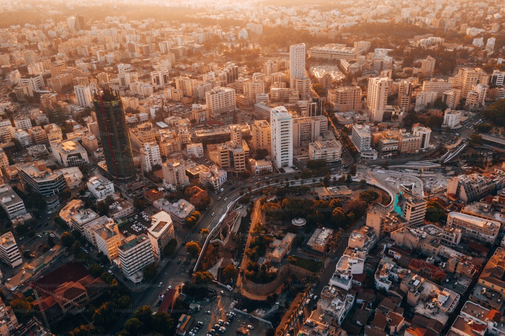 An aerial shot of the city of Nicosia in Cyprus