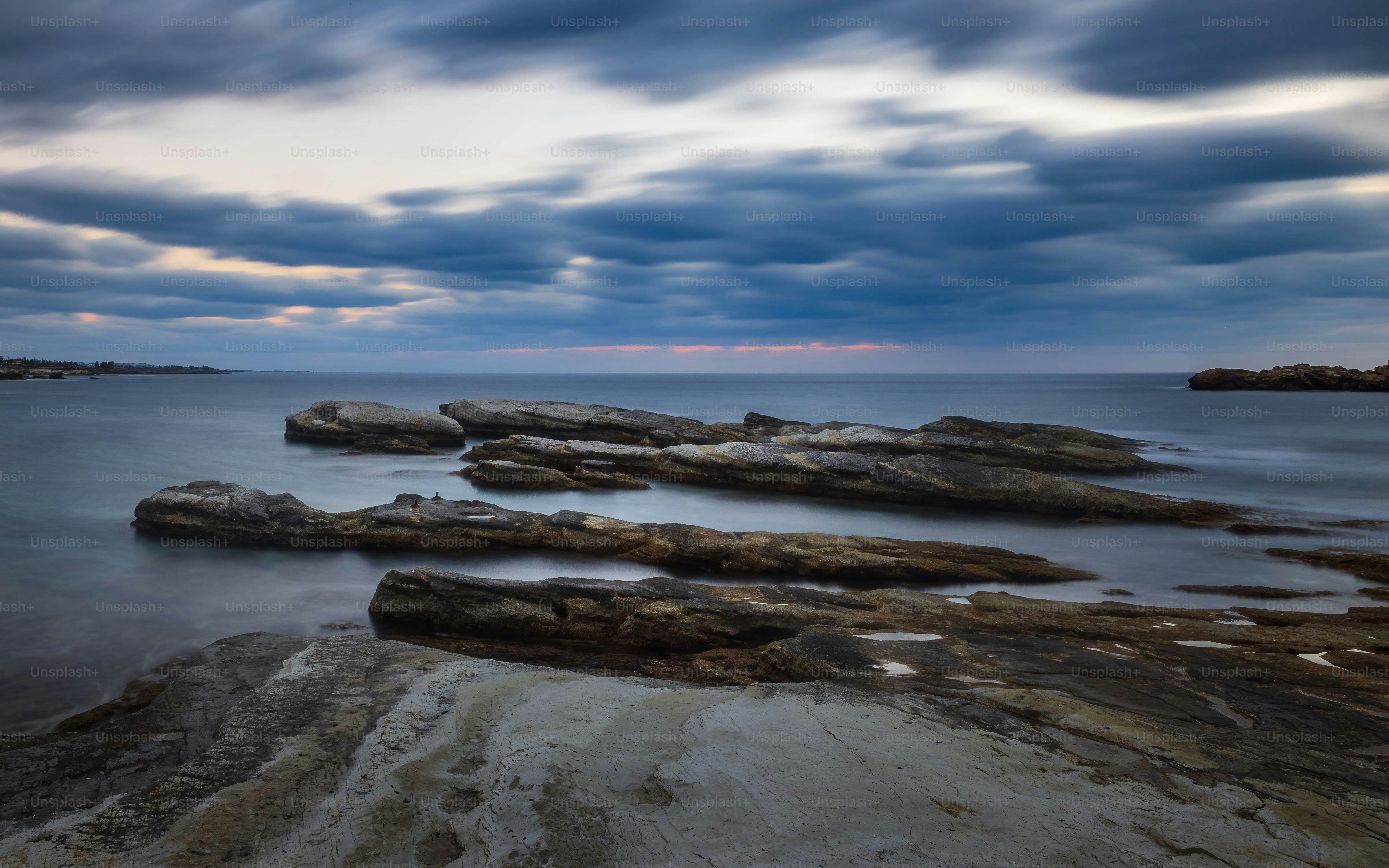 Rocky coast on the sunset in Cyprus