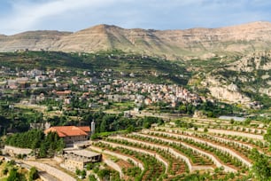 Vista de Bcharre (Bsharri) en el Líbano. La ciudad tiene los únicos Cedros de Dios originales conservados (Cedrus libani)