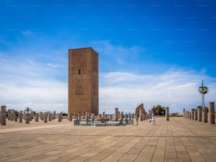 Uma bela vista do famoso Tour Hassan em Rabat, Marrocos