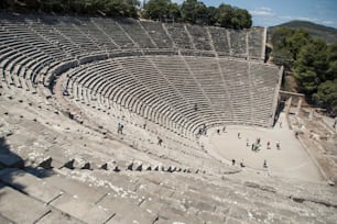 The historical ancient theater of Epidaurus on the Argolid Peninsula, Greece