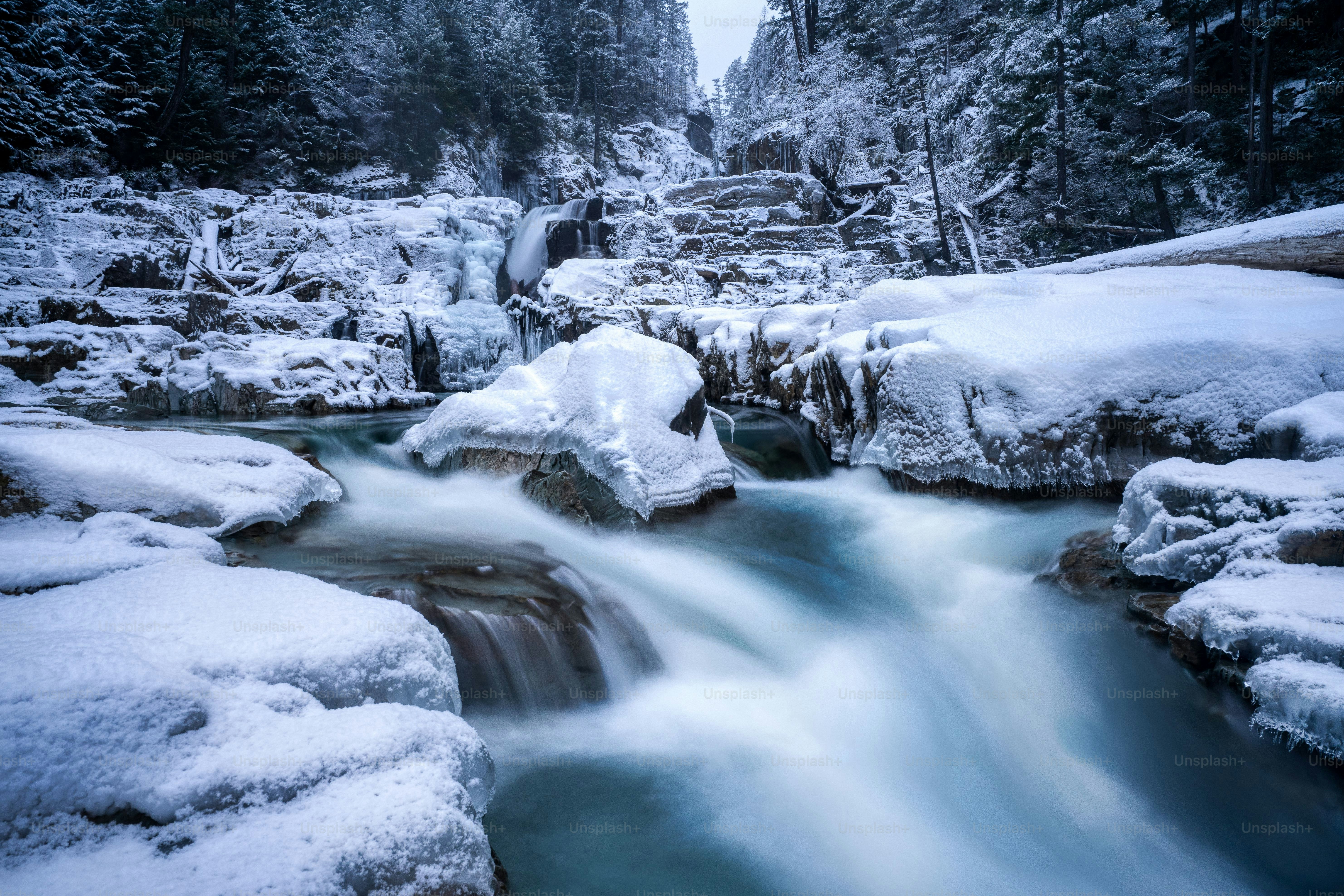 Vista panorámica de la cascada congelada rodeada de rocas en un frío día de  invierno en las cataratas de Myra, Isla de Vancouver, BC, Canadá foto –  Imagen de Invierno en Unsplash, image size:3000x2000
