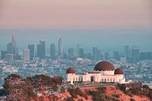 A selective focus shot of The Griffith Observatory in Los Angeles, USA captured during the daytime
