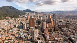 An aerial view of the architecture in Bogota, Colombia