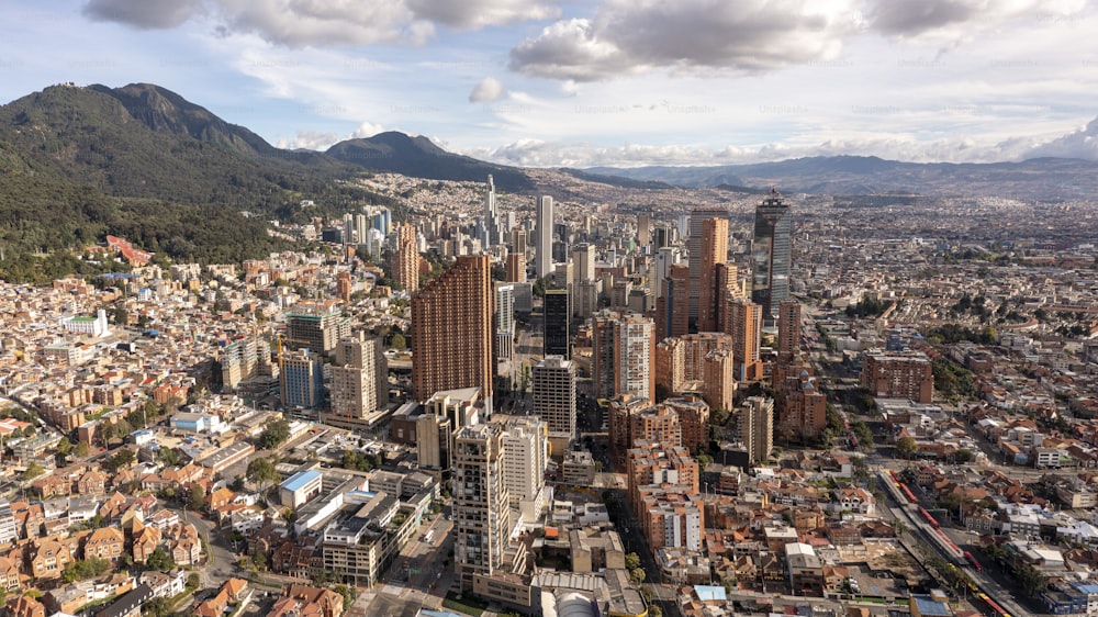 An aerial view of the architecture in Bogota, Colombia
